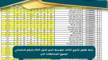 رابط ظهور نتائج الثالث متوسط الدور الأول 2025 بالرقم الامتحاني لجميع المحافظات الآن